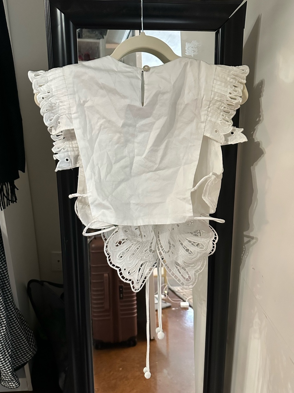 NWT FARM Rio Off-White Butterfly Richelieu Broderie Anglaise Cotton Blouse - M - Picture 14 of 15
